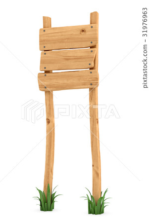 3d rendering of a wooden post with three square 31976963