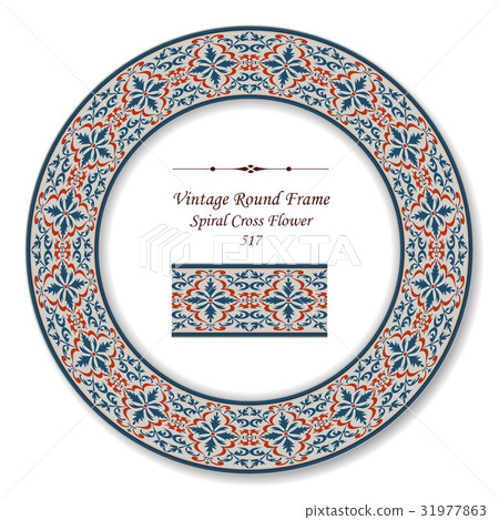 Vintage Round Retro Frame of Spiral Cross Flower Vintage Round Retro Frame of Spiral Cross Flower 31977863