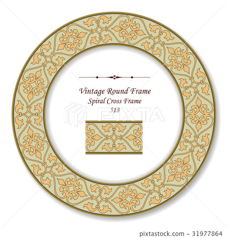 Vintage Round Retro Frame of Spiral Cross Frame Vintage Round Retro Frame of Spiral Cross Frame 31977864