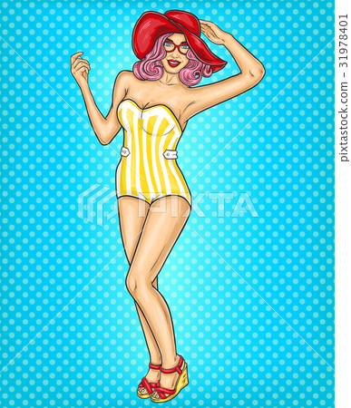 Vector pop art sexy girl in a bathing suit Vector pop art sexy girl in a bathing suit 31978401