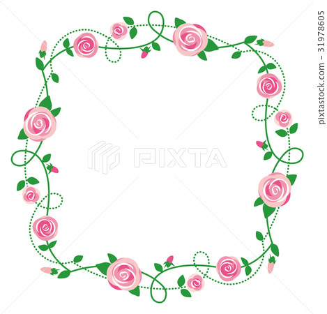 Pink rose frame pink roses, decoration frame 31978605