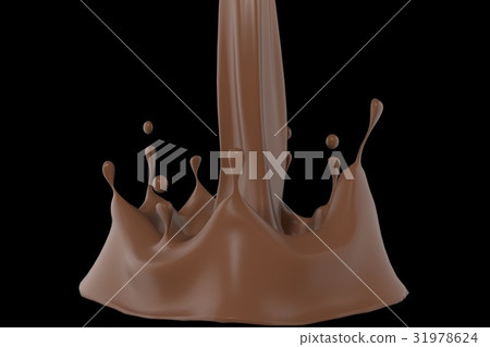 abstract liquid chocolate splash on black in 3D abstract liquid chocolate splash on black in 3D 31978624