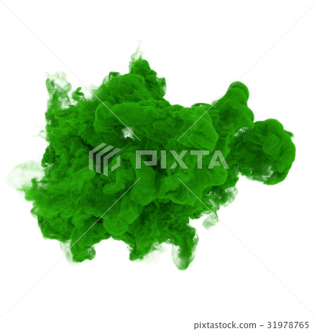 green ink in water on isolated white in 3D render green ink in water on isolated white in 3D render 31978765