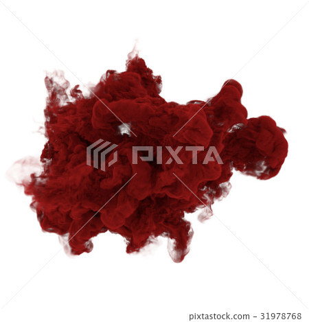 red ink in water on isolated white in 3D rendering red ink in water on isolated white in 3D rendering 31978768