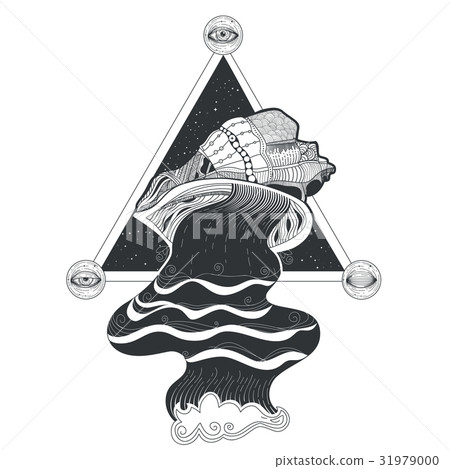 tribal pattern tattoo with flow of water flowing 31979000