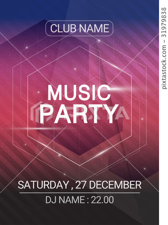 Hexagon Music party EDM sound poster. Electronic 31979838