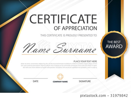 Purple blue Elegance horizontal certificate Vector 31979842