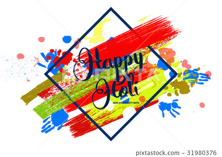 Happy holi on a background of hand prints. Happy holi on a background of hand prints. 31980376
