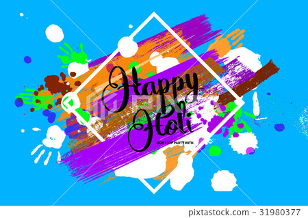 Happy holi on a background of hand prints. Happy holi on a background of hand prints. 31980377