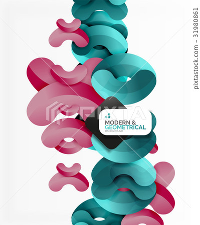 Abstract color geometric round shapes on white 31980861