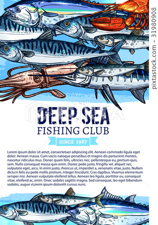Vector poster for fishing or fisherman club Vector poster for fishing or fisherman club 31980908