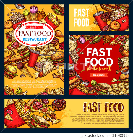 Fast food vector templates set of fastfood meals 31980994