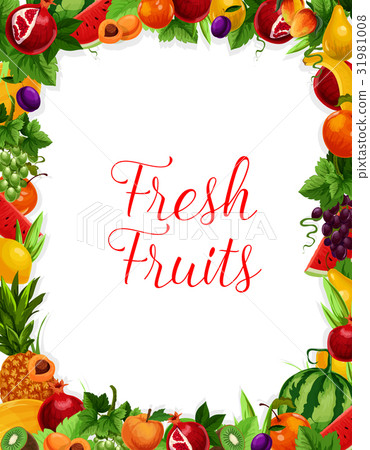 Vector exotic fresh natural fruits frame poster Vector exotic fresh natural fruits frame poster 31981008