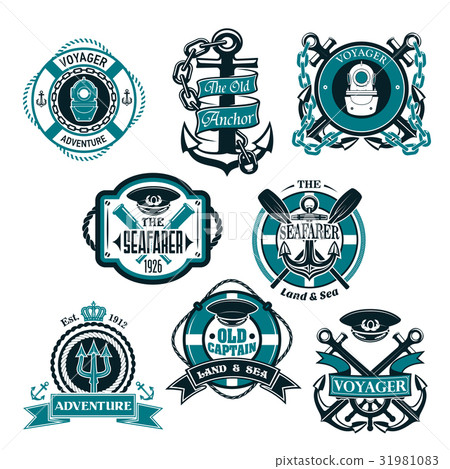 Vector icons set of nautical and marine symbols Vector icons set of nautical and marine symbols 31981083