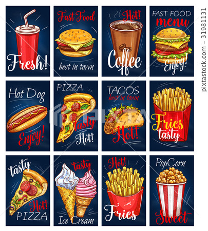 Vector menu cards templates set for fastfood meals Vector menu cards templates set for fastfood meals 31981131
