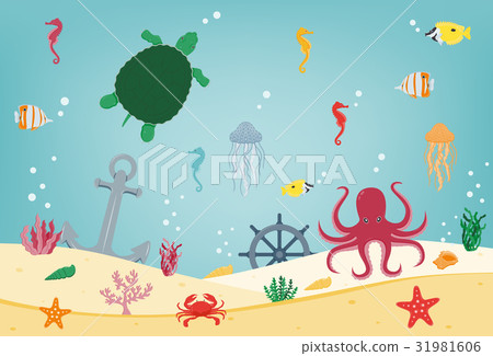 Sea icons and symbols set. Sea animals. Nautical 31981606