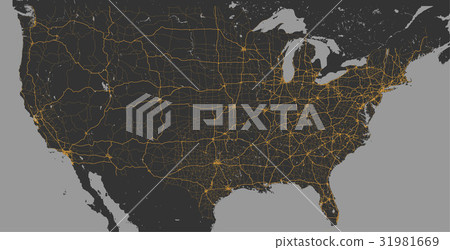 Vector Blank dark Grey World map gray and gold 31981669