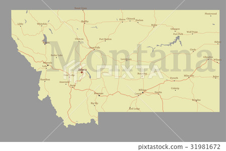Montana accurate vector exact detailed State Map 31981672