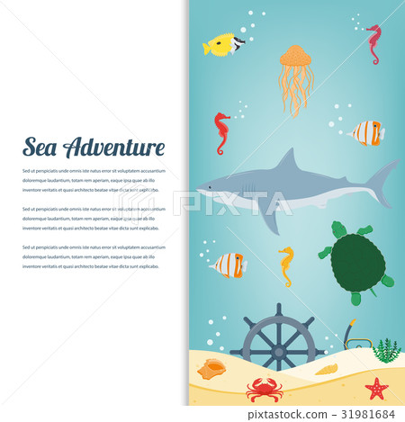 Sea icons and symbols set. Sea animals. Nautical Sea icons and symbols set. Sea animals. Nautical 31981684