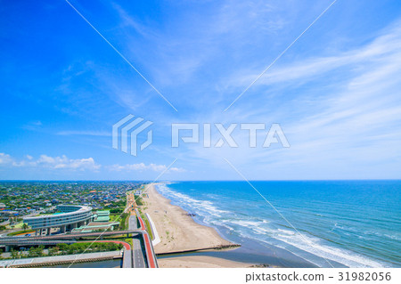 Aerial view of the beautiful coastline of Oimi Shirasato City 31982056