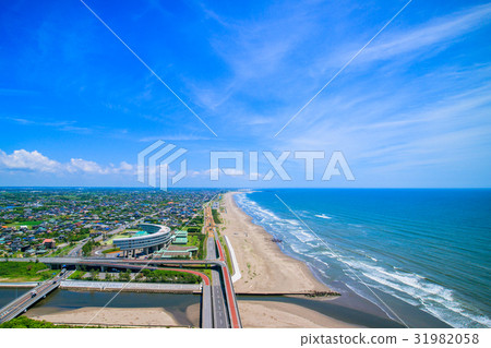 Aerial view of the beautiful coastline of Oimi Shirasato City Aerial view of the beautiful coastline of Oimi Shirasato City 31982058