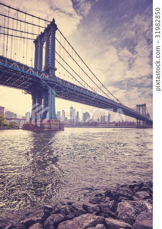 Vintage stylized picture of the Manhattan Bridge. Vintage stylized picture of the Manhattan Bridge. 31982850