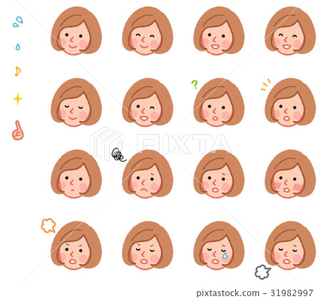 Woman diagonal face set - Stock Illustration [31982997] - PIXTA