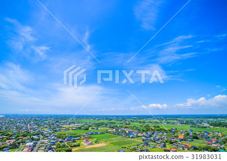 Aerial view of the coastal area of Kujukuri town in Oimi Shirasato City 31983031