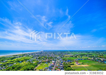 Aerial view of the coastal area of Kujukuri town in Oimi Shirasato City 31983032