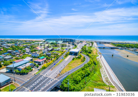 Aerial view of the coastal area of Kujukuri town in Oimi Shirasato City 31983036