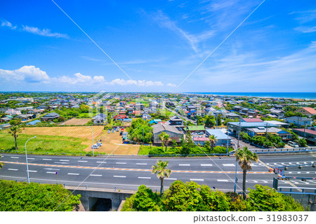 Aerial view of the coastal area of Kujukuri town in Oimi Shirasato City 31983037