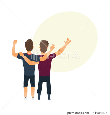 Back view portrait of boys, men, best friends 31984024