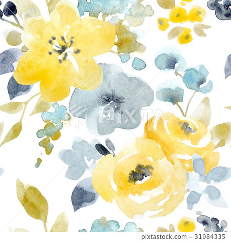 Watercolor floral seamless pattern - Stock Illustration [31984335] - PIXTA