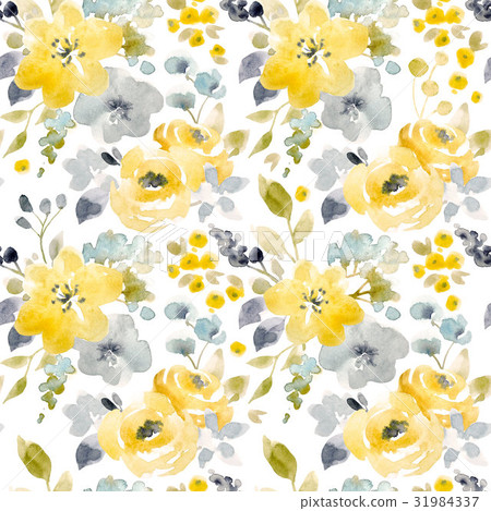 Watercolor floral seamless pattern - Stock Illustration [31984337] - PIXTA