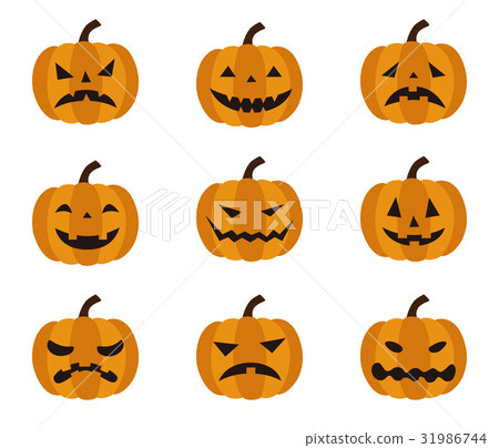 萬聖節南瓜與各種面部表情 31986744