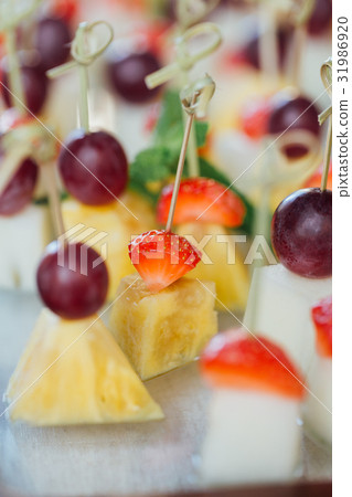Set of delicious canapes with strawberry Set of delicious canapes with strawberry 31986920