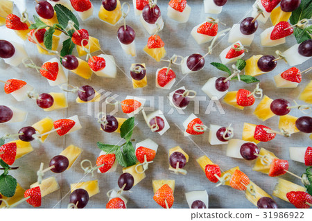 Set of delicious canapes with strawberry 31986922