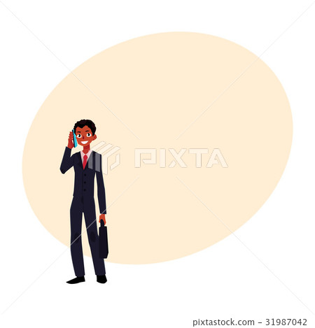 Black, African American businessman standing 31987042