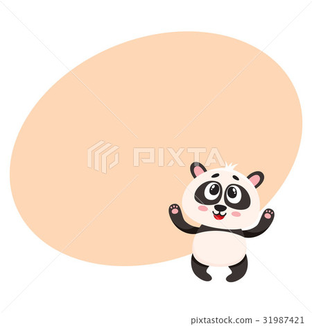 Cute and funny smiling baby panda character 31987421