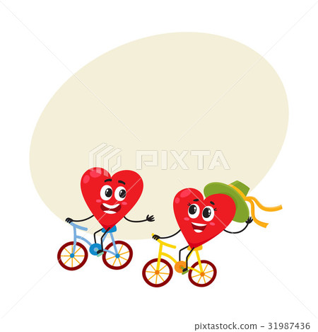 Two hearts cycling together, riding bicycles 31987436