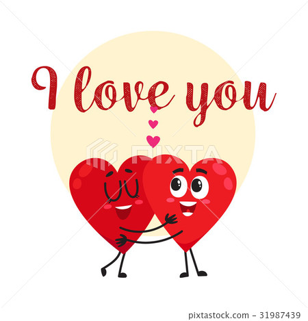 I love you - greeting card design with two hugging I love you - greeting card design with two hugging 31987439