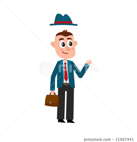 Funny businessman with removable hat, holding Funny businessman with removable hat, holding 31987441