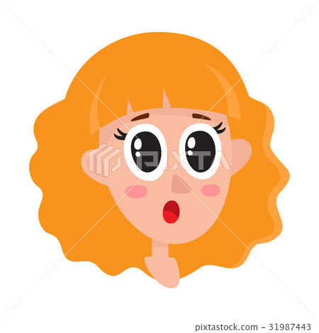 Pretty blonde hair woman, surprised facial 31987443