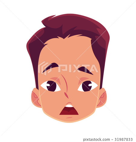 Young man face, surprised facial expression 31987833