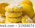 Sweet lemon cookies with powdered sugar 31988674