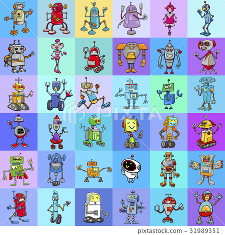 decorative pattern design with robots decorative pattern design with robots 31989351