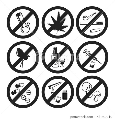 No Drugs icons set, vector illustration. No Drugs icons set, vector illustration. 31989910
