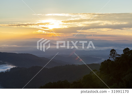 Beautiful natural in the morning on high mountain. 31991170