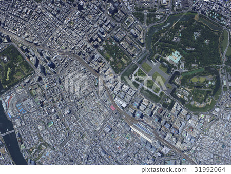 Sekiyabashi over the sky area / true bird's eye view series · mosaic composite processing 31992064