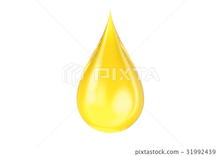 yellow oil drop, 3D rendering yellow oil drop, 3D rendering 31992439